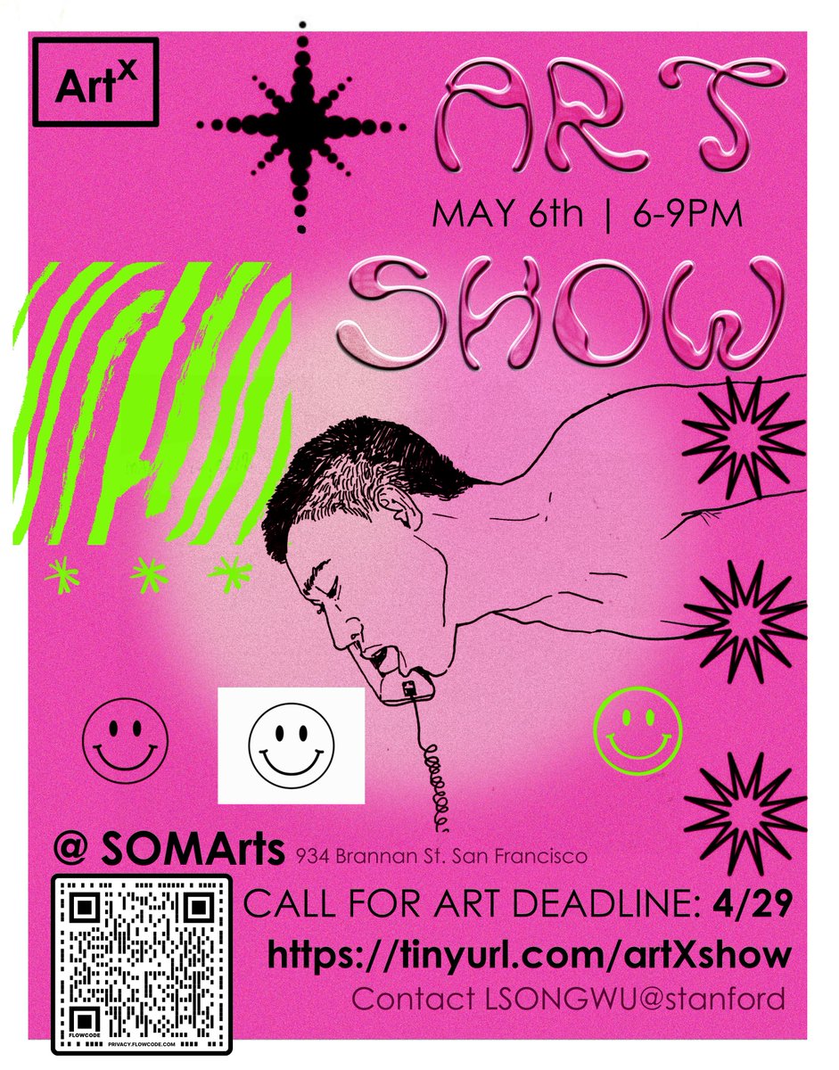 STANFORD ARTISTS - 2 days left to submit your work for the SOMArts x ArtX art show. Open to all Stanford students, it's going to be a sick show! please share with ur friends<3 #Stanford