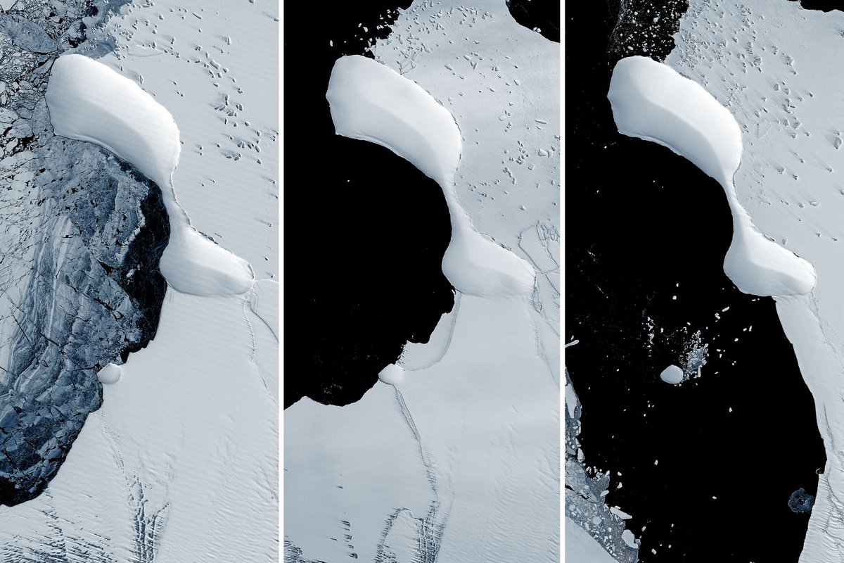 semestasains's tweet photo. Es Hilang, Pulau Muncul.

Pemanasan global mengakibatkan es kutub selatan Bumi mencair dan menjadi bongkahan yg lebih kecil.

Hilangnya es memperlihatkan pulau baru yg selama ini tersembunyi.

📸: NASA, ESA. https://t.co/zyEr8h6qgV