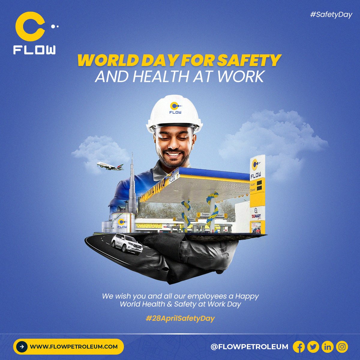 flow_pvt's tweet image. Flow Petroleum wishes you and all our employees a Happy World Health &amp;amp; Safety Day at Work.

#flowpetroleum  #fuelingthefuture #FuelingTheFuture #work  #WorldSafetyDay #worldsafetyday