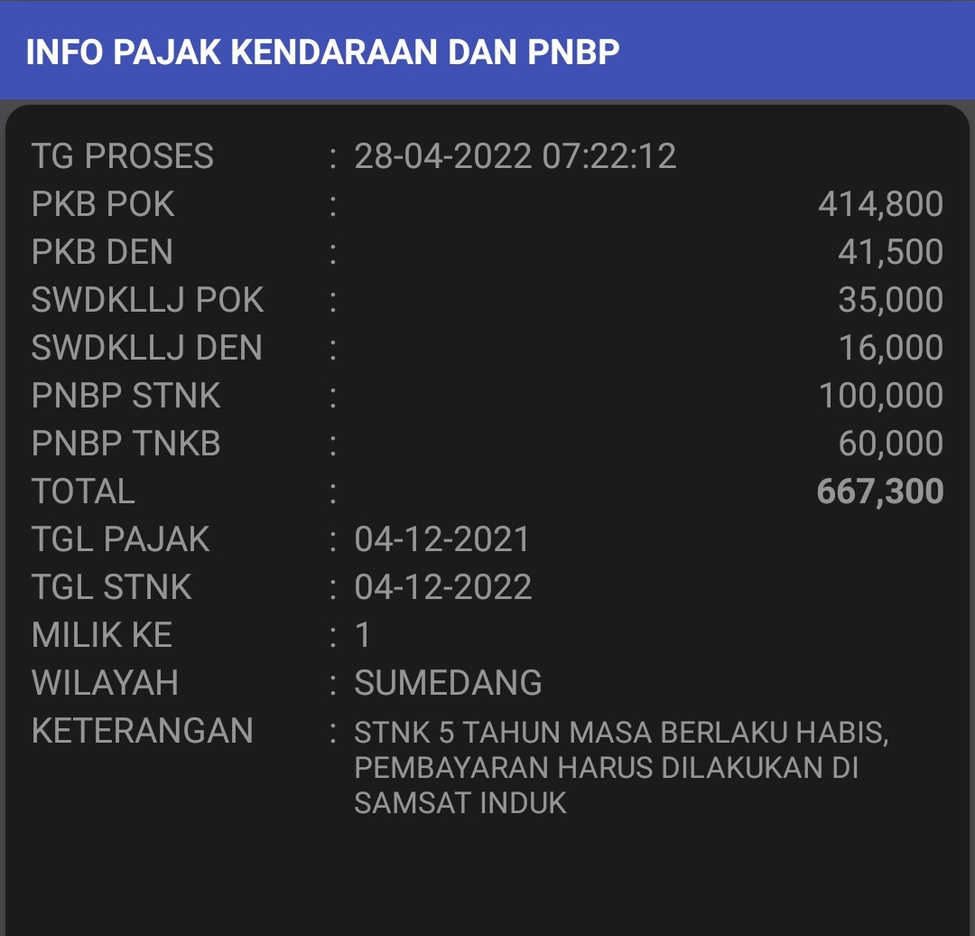 kangtuit's tweet photo. @bapenda_jabar punten, jadi ini ga bisa bayar pajak tahunan yg habis Des 2021 kemarin via online ya? Padahal STNK masih hidup sampai Des 22. Bingung mesti bayar yang mana dulu? https://t.co/dR8y8WcPXL