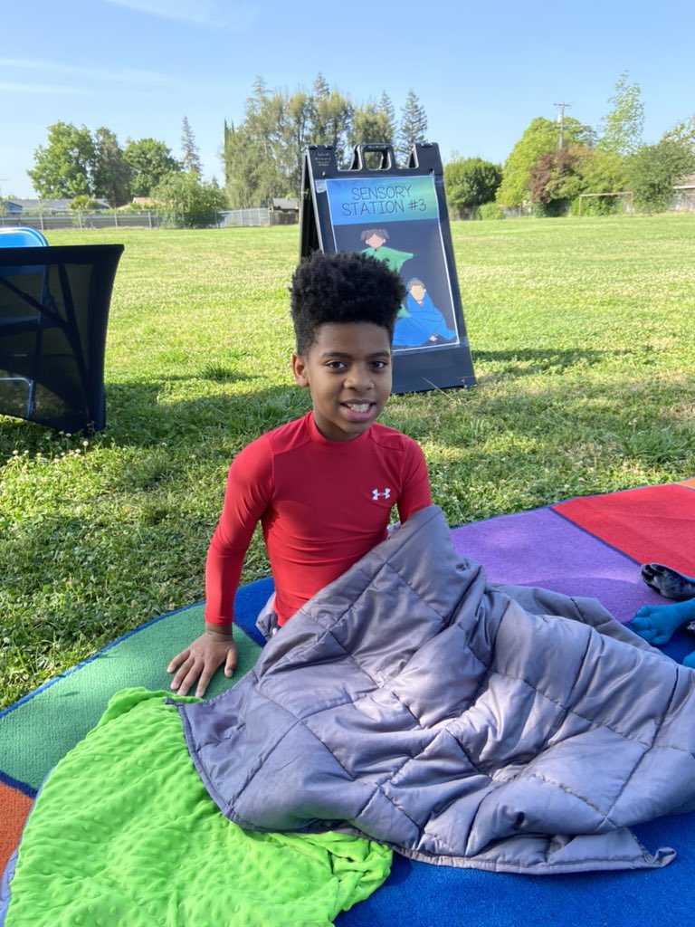 JaimeAnnH's tweet photo. We had an amazing learning experience today at our #AutismAwareness sensory play day! Thanks to the support of our volunteers, staff and @AutismOAR, students learned all about sensory input & how to be inclusive of others. #bodybrushing #weightedblankets @themayagroup #orbeez https://t.co/iM3SMClejo