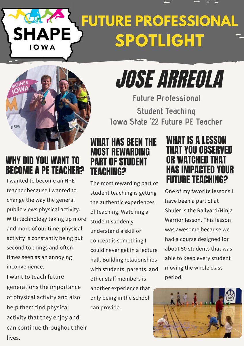 "Teach. Get up in front of the class as much as you
can, make mistakes, be uncomfortable, fumble
over your words, just teach."
Our April spotlight series turns to future #HPE professional, @Jose_Arreola3  for an inspiring perspective. Read more tinyurl.com/mr39mm6f