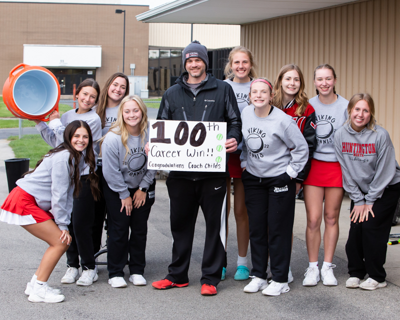 SportsGreenbear's tweet photo. Congratulations Huntington North Tennis Coach Blake Childs on your 100th victory https://t.co/T1ogUPkOIN