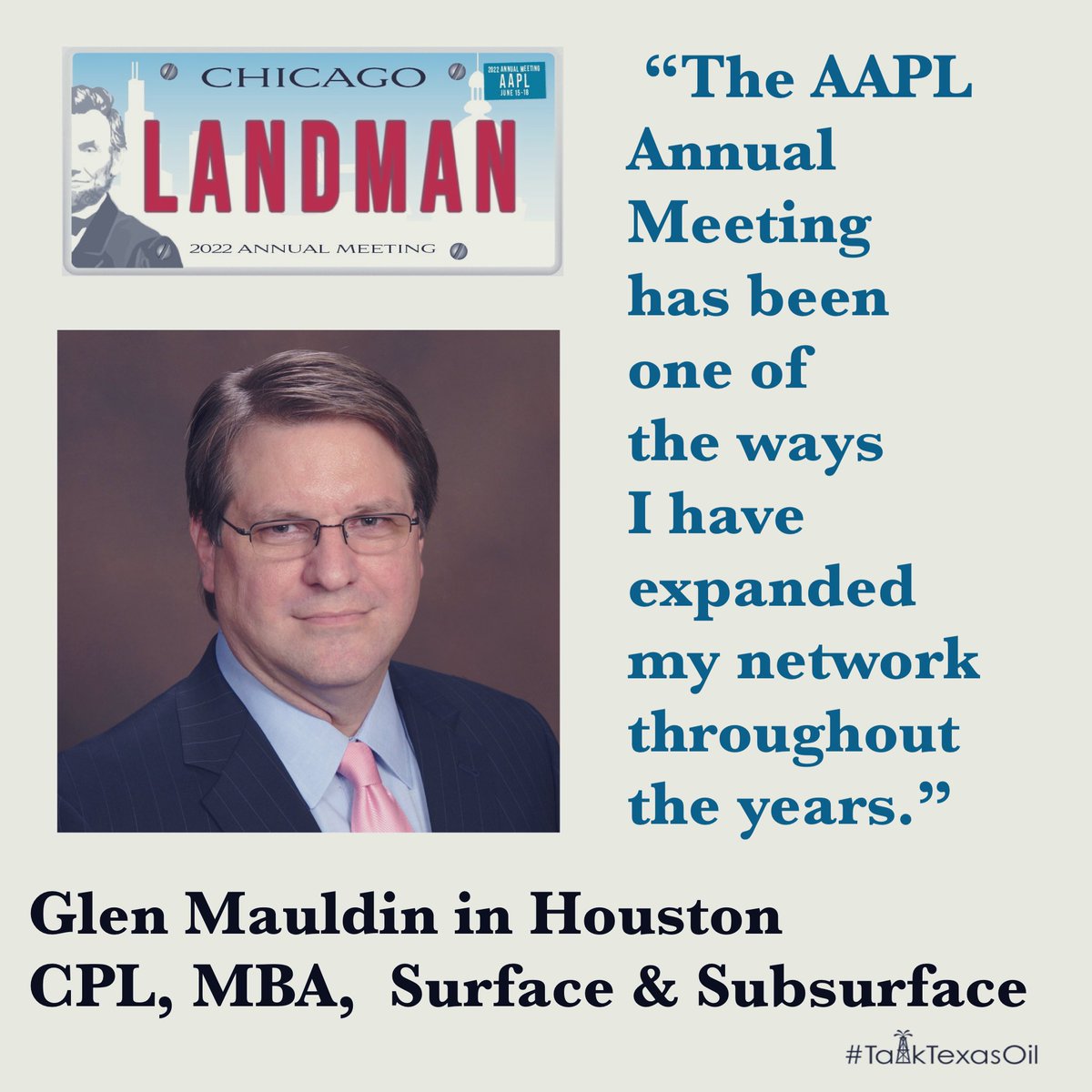 TalkTexasOil's tweet photo. Join @AAPLlandman Annual meeting in Chicago!    Expand your network, rally and learn! #poweringtheprofession. https://t.co/VddrkocjKN
