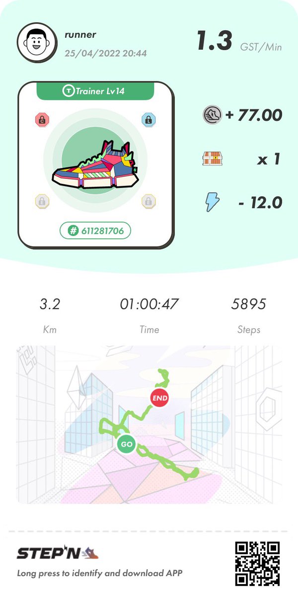 onlyacactus's tweet photo. $412 from one hour walk. I’m giving out one code per day. Like, follow, and retweet for a chance to win! #STEPN #STEPNcode #gmt #gst https://t.co/qkW2qhyLSP