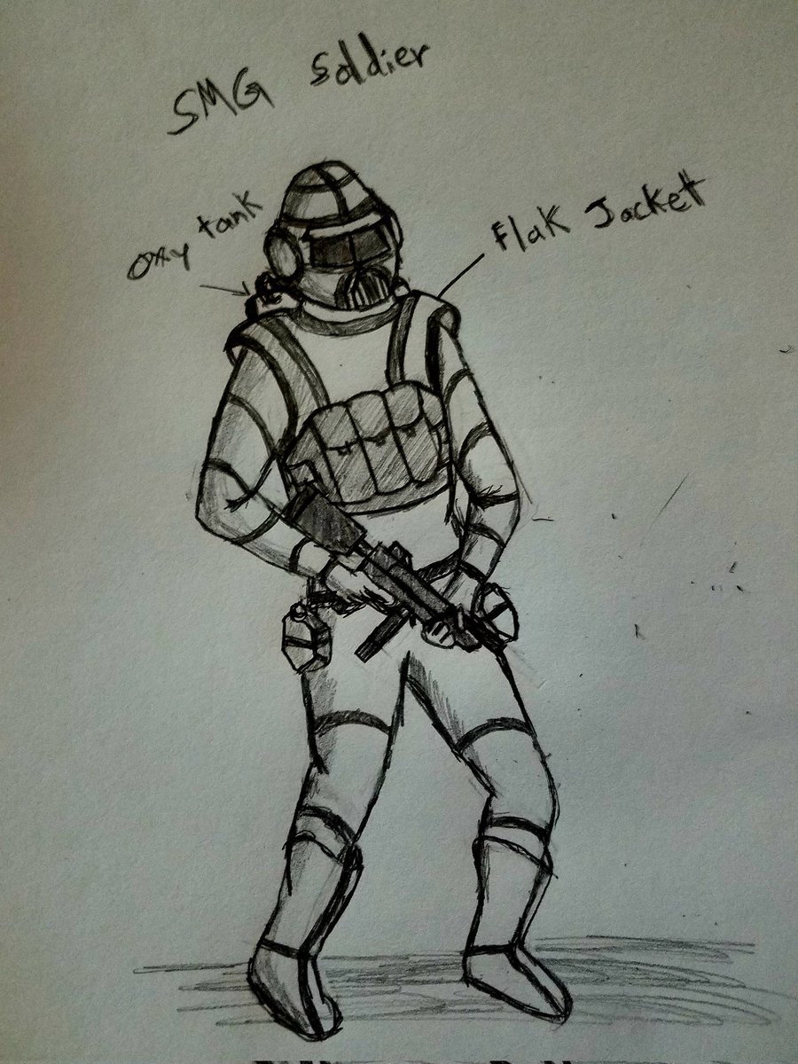 OpExcision's tweet image. Quick sketch of an enemy soldier before I create the sprites for it. #Scifi #RetroFPS #BoomerShooter #IndieGames #GameDev