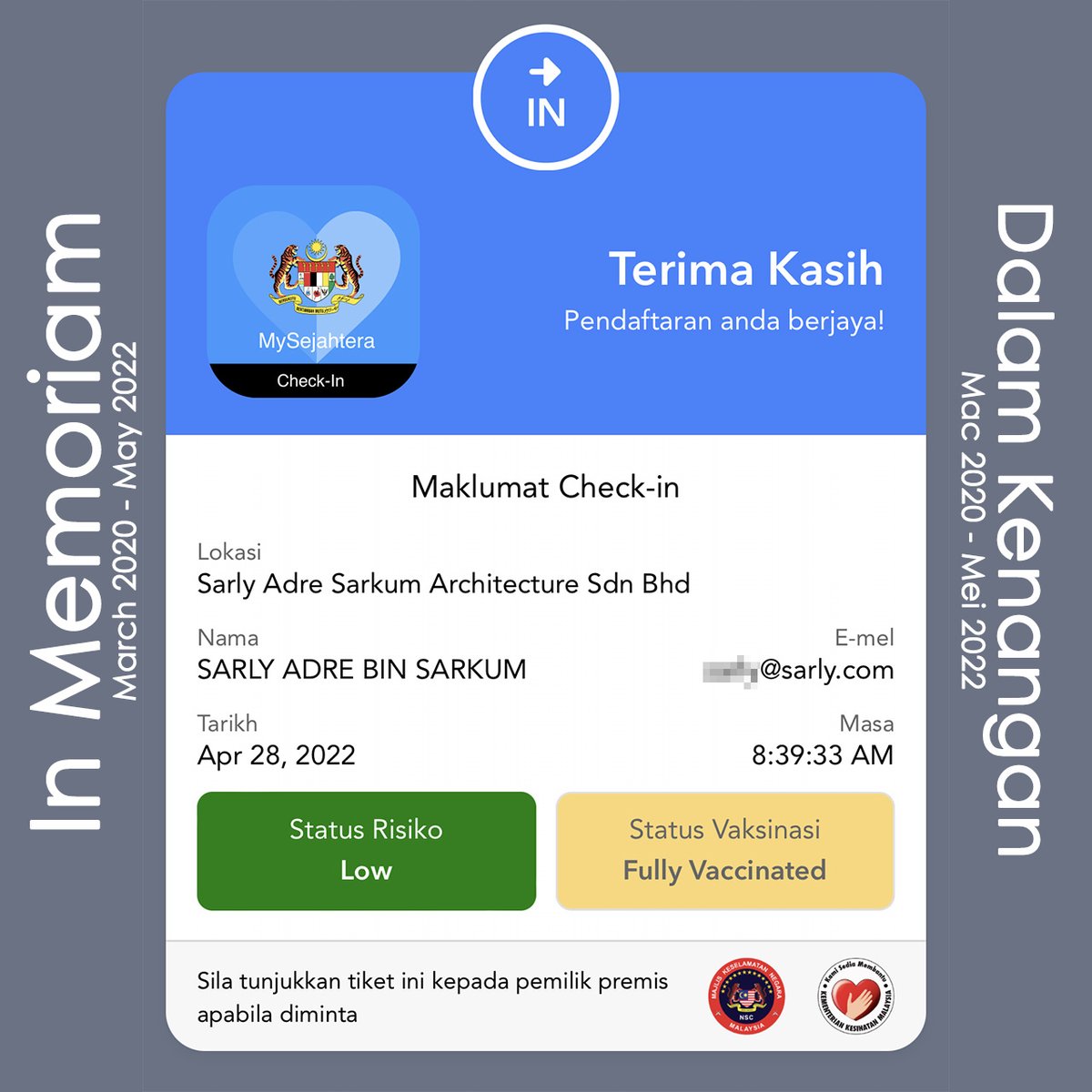 SASquared_arch's tweet image. Jomlah Scan!!! 
For the few last times as we head into normalcy. 😄😄😄

#mco #covid19 #newnormal