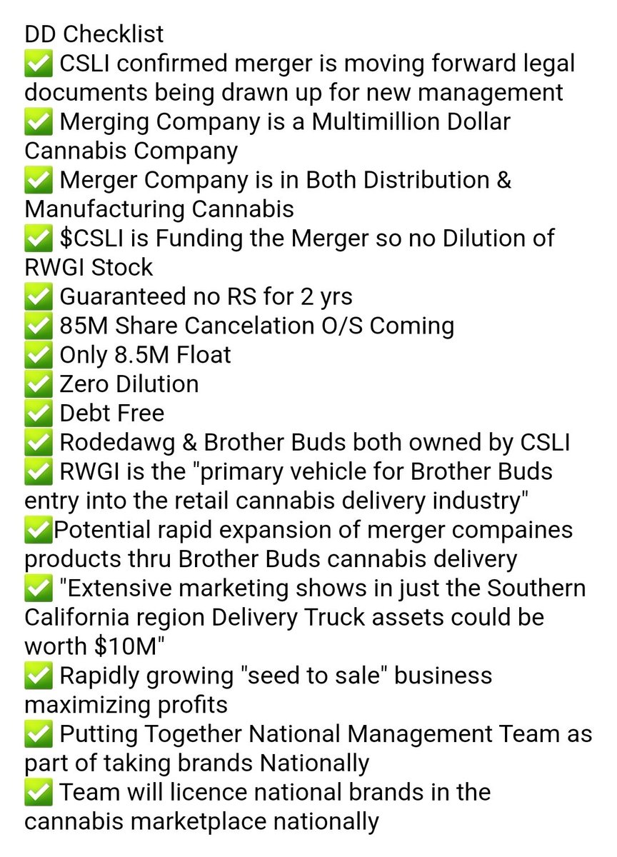 Rocky_Stockiano's tweet photo. #mergers a #donedeal on $RWGI just waiting to find out who the #mystery #canidate is from @RWGImerger and #Announcement of the #share reduction on the OS for the #Stock its held over 100% gains since PR stating found #mergersandacquisitions canidate complete
#stockstowatch #otc https://t.co/dWSb0wn5Me