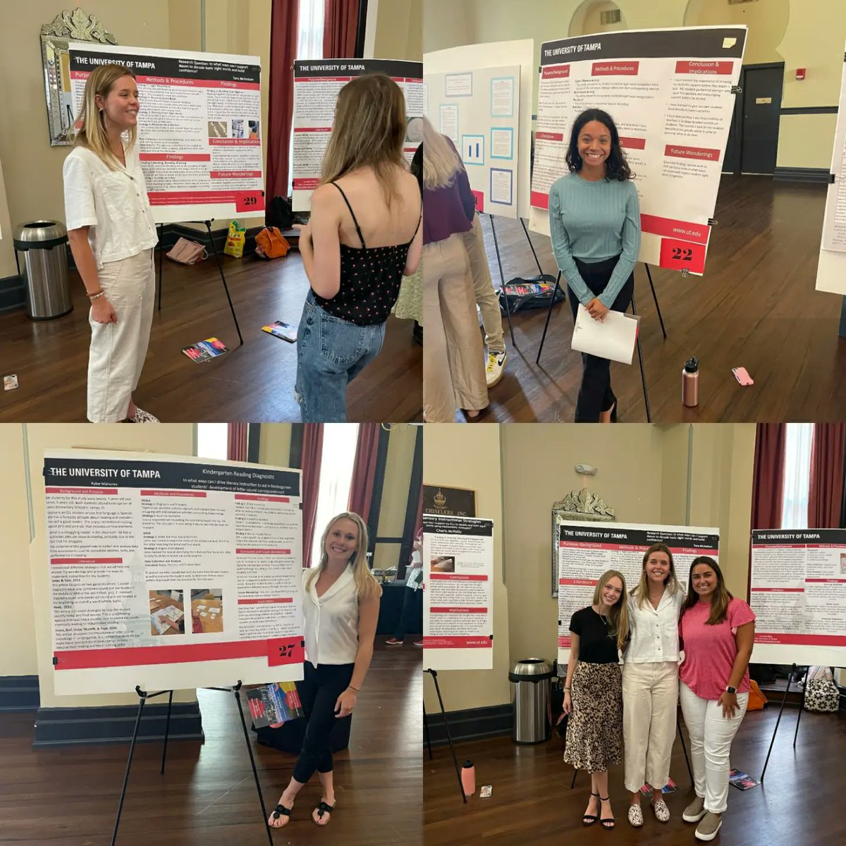UTampaEDU's tweet photo. Dr. Franco's @UofTampa EDU 318 students presented research at UT's OURi Conference today!  The conference was well-attended, and our students highlighted the ways they used data to drive instruction, when teaching K-2 students at Lewis Elementary School how to read. https://t.co/ML4J5tcuIS