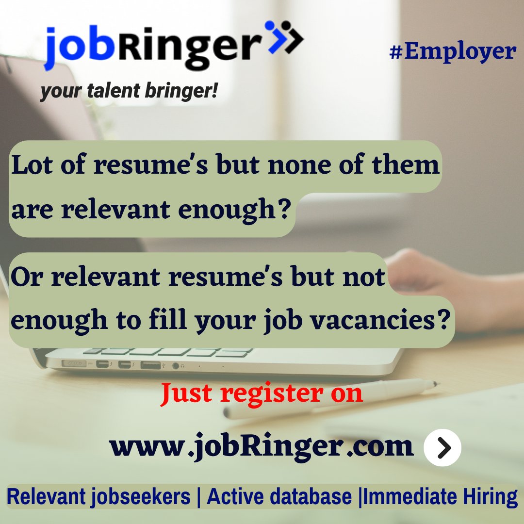 JobsHindco's tweet photo. Your resume says a lot about you
Get relevant resume's
on https://t.co/1L0sclppeZ
&
Get Registered on
https://t.co/gSE8Mdbx7E
#jobringer #hindco #employer #activedatabase #immidiatehiring #jobboards #jobvacancy #jobseekers #hiringrecruiters
@PrakBansal #SocialMedia https://t.co/Uy9ERzMQVk