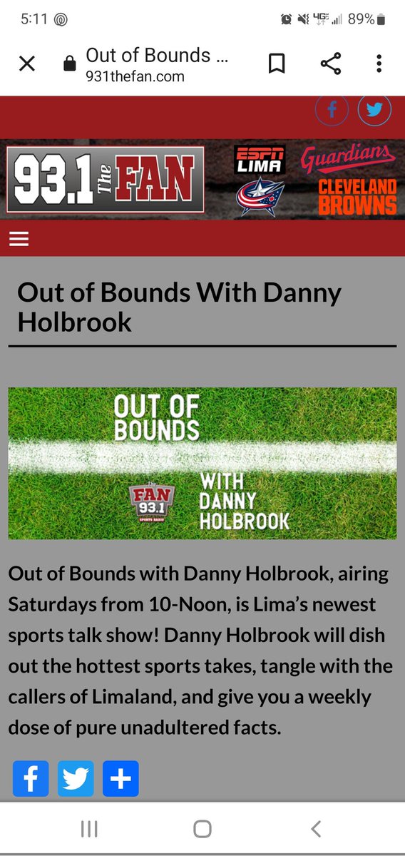 Hey guys! Join me in my new show "Out of Bounds with Danny Holbrook" premiering next Saturday May 7th 10am-noon on 93.1 The Fan!