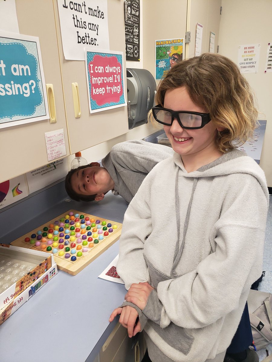 RosasLearners's tweet photo. These wonderful 5th graders had their thinking caps on when they solved the colorku puzzle (maybe the prism glasses helped too). #lmemagic #MontiMagic https://t.co/qyoA36cCy6