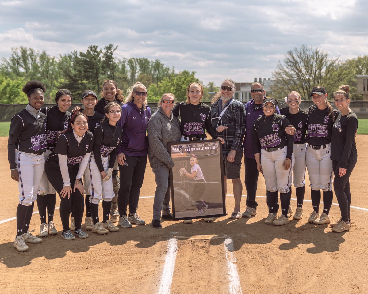 MC_Raptors's tweet photo. It was a day to recognize the only @SoftballRaptors sophomore student-athlete on the softball team before today’s DH. #MC_Raptors lost their two games vs. Hagerstown CC 12-0 and 24-1. MC will play their final home games on 5/2 Vs  ACM at 1PM &amp; 3PM. #GoRaptors #RaptorsReady https://t.co/pi88AZLnL9
