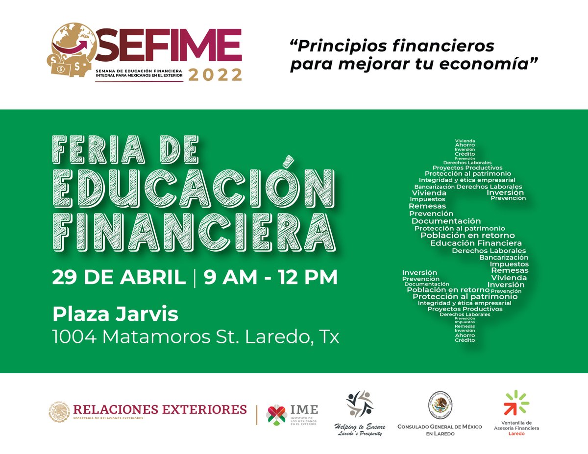 HelpingLaredo's tweet photo. @ConsulMexLar  Eres pequeño emprendedor, quieres promocionar tus productos, este viernes vamos a estar en la Plaza Jarvis, en la Feria de Educacion Financiera
@VAFLaredo Inscribete 👇

https://t.co/m9iZOUMBPR https://t.co/mKxCeB2hV8