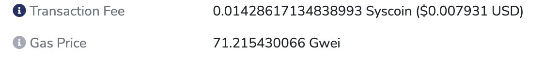 realSidhuJag's tweet image. all time high in gas fee on @syscoin, working as designed and now we focus on scaling on L2 to have degen's ape'ing on the right layer