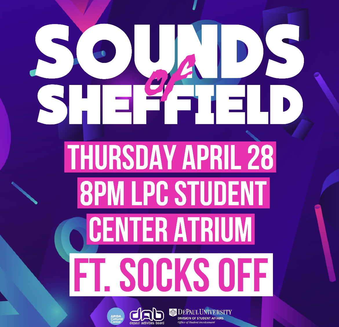 Heading to the LPC Student Center birthday party tomorrow? Stay for the after-party and watch Socks Off perform, a DePaul student band! You don’t want to miss out! 

✨🎶✨🎶✨🎶✨🎶✨🎶✨🎶

#depaulactivitiesboard #dabspringevents #depauluniversity #depaul