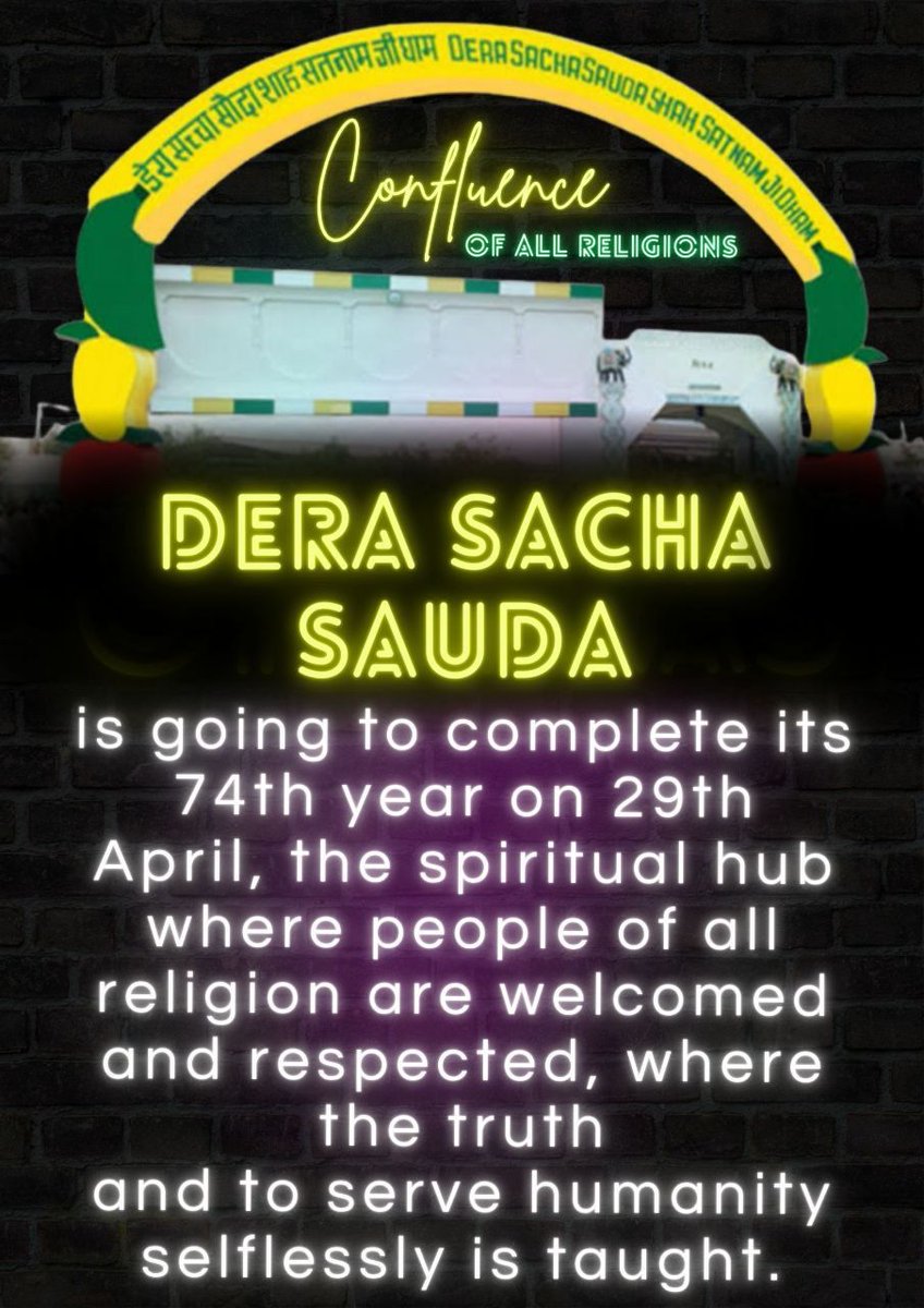 Kashish53007749's tweet photo. #1DayToFoundationDay
On 29th April,Dera Sacha Sauda is going to complete it's 74th year. Disciples of DSS celebrate their every happy moments by doing welfare works under the guidance of st Gurmeet Ram Rahim ji. When we make someone happy,Our heart &amp; soul feel immense happiness. https://t.co/zXr3qpvmwv