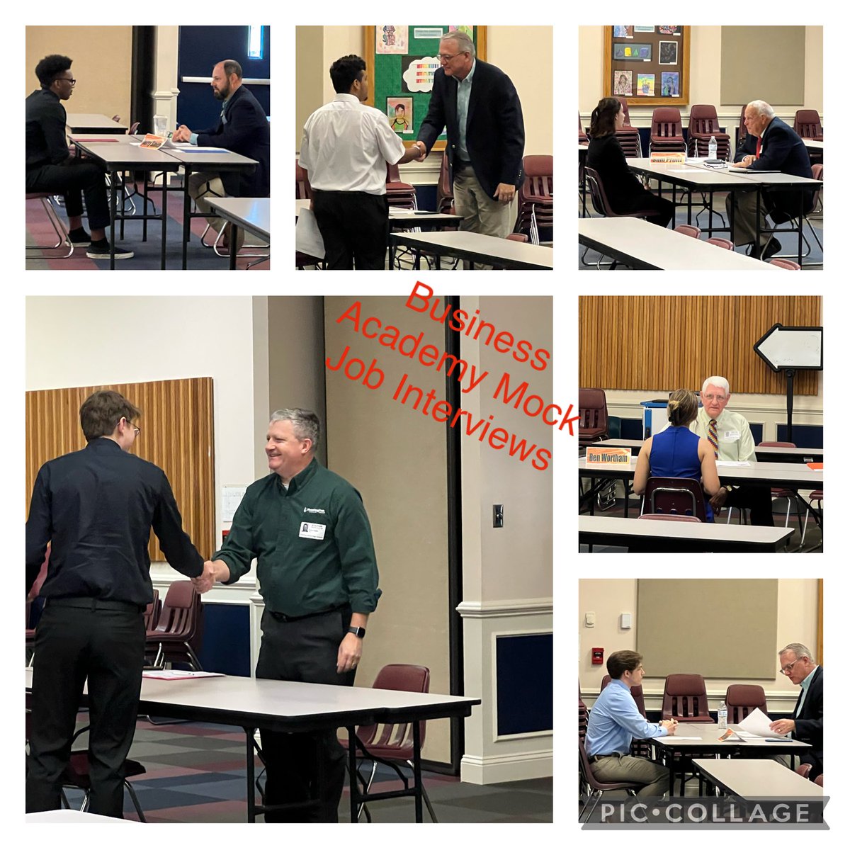 FIHSBusiness's tweet photo. FIHS Business Academy held our Annual Mock Job Interviews today. We want to thank all of our volunteers and business partners for helping our students sharpen their skills! Here are a few snapshots. ⁦@oneclayschools⁩ ⁦@ClayCTE⁩ #businessrocks https://t.co/KWmwTKFyPQ
