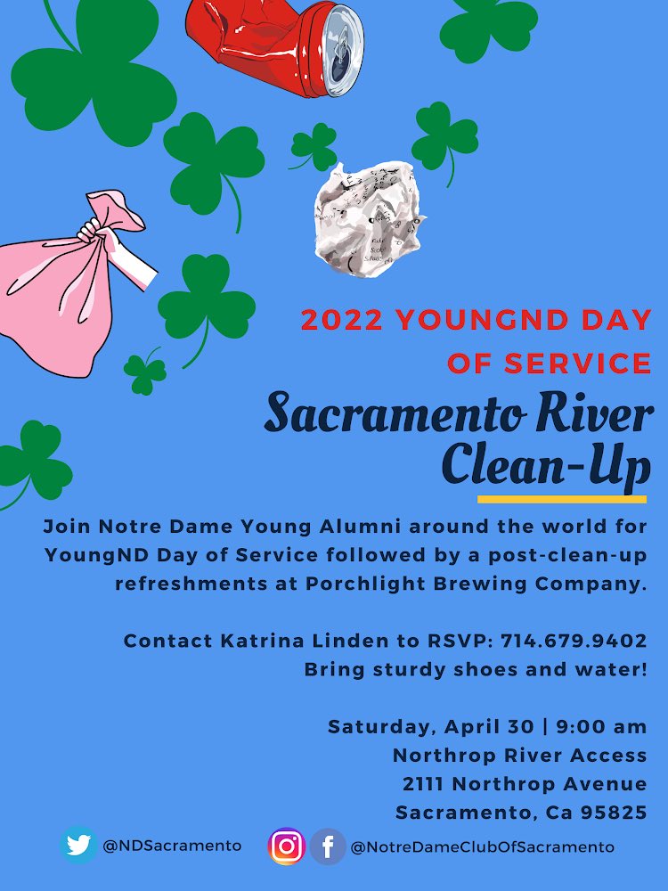 NDSacramento's tweet photo. Join @katrina_linden and Young Alumni across the world for young ND day of service!!!! https://t.co/X8pnnTITXn