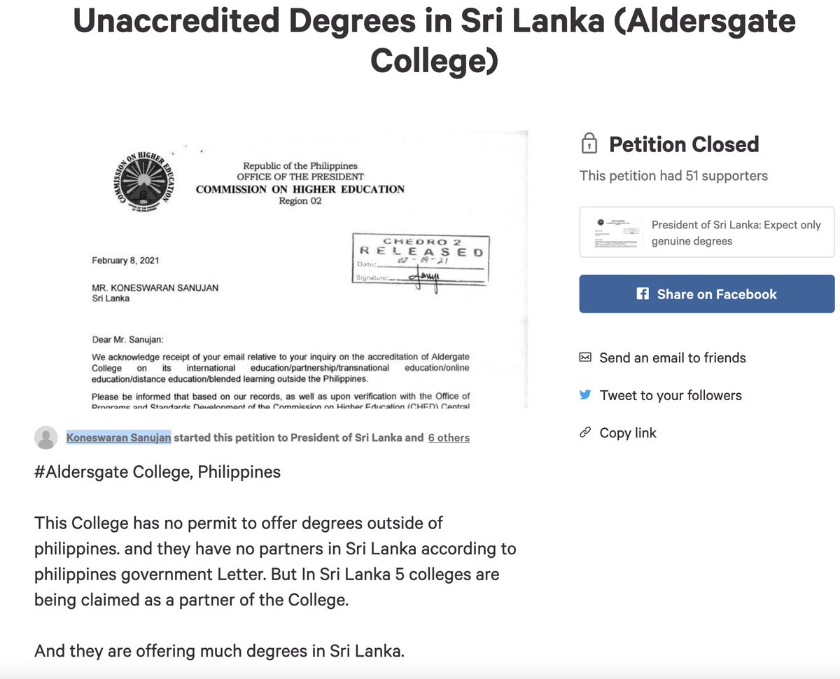 pradeeban's tweet photo. ‼️Fake Alert‼️
Aldersgate College. This was first reported by Sanujan. But it didn't get the momentum.

We shouldn't let these #fakePhDs from these diploma mills lead many sectors in Sri Lanka.

Your kids deserve better. A large chunk of these folks makes the core of #Viyathmaga. https://t.co/kmHVzrZPiA