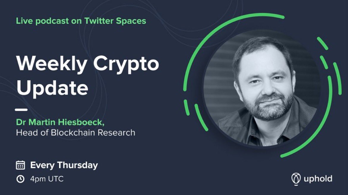 MHiesboeck's tweet photo. In todays @UpholdInc Weekly Update Twitter Space I’ll be joined by @gleonhard to discuss the week’s #crypto events,  #web3 #metaverse #futureofhumanity and @elonmusk &amp; @Twitter 🤔 

Set your reminder 🕓 
https://t.co/2DyRfvJSJ3 https://t.co/6Fflm8ou8Z