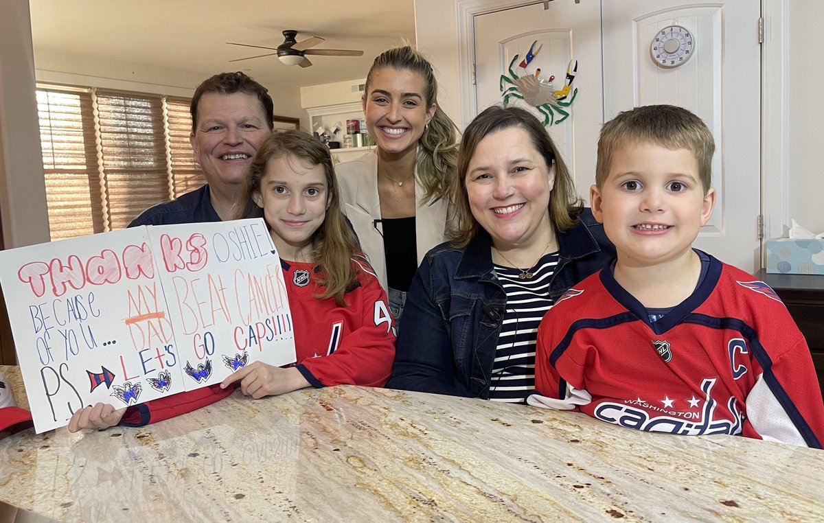 alexalandestoy's tweet photo. I met the most amazing family tonight❤️❤️ They are spreading awareness for male breast cancer &amp; talking about how a @TJOshie77 pep talk from “@Capitals on Cameo” served as inspiration in Drew’s cancer fight!! The story coming soon on @NBC4Sports &amp; @NBCSWashington #ALLCAPS https://t.co/FD8UhR4lCF