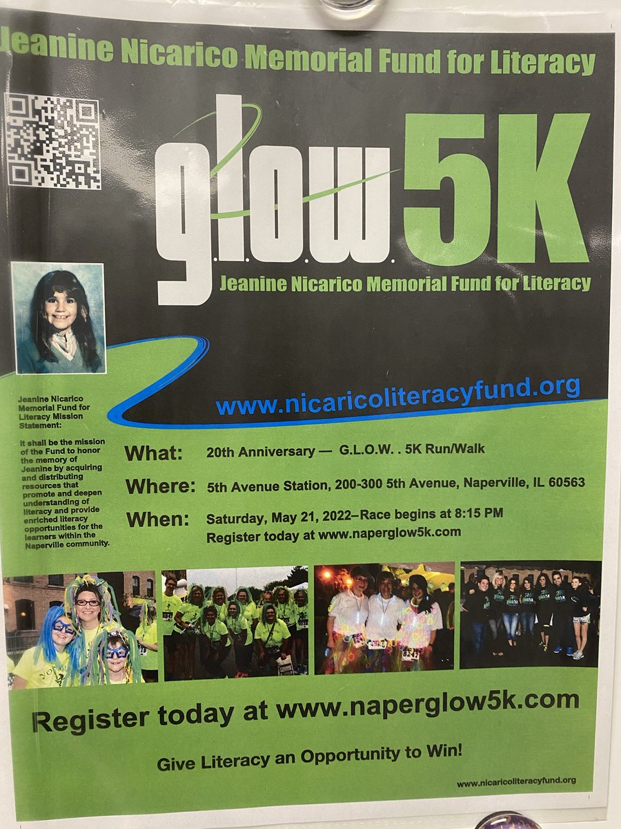 2022 Glow 5K is May 21!  Notice the famous Frost kids bottom left and the fabulous Patterson staff in the glowing yellow shirts.
