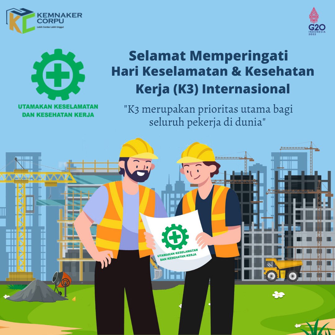 ppsdm_naker's tweet photo. Selamat hari K3 internasional, utamakan keselamatan dan kesehatan kerja.
#lebihcerdaslebihunggul
#ppsdmketenagakerjaan
#kemnakerRI
#kemanakercorpu
#k3
#keselamatandankesehatankerja
#savetyfirst https://t.co/sBL9kcj6Gv