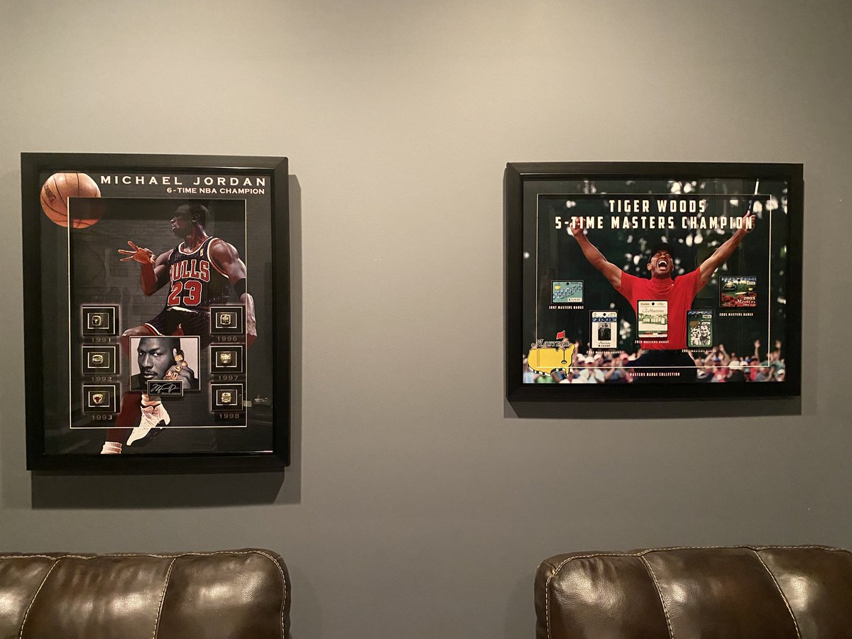 drbrett99's tweet photo. Happy Bday to me! MJ the Goat championship rings and Tiger Masters wins passes!   Decorate my media room well?! https://t.co/1L4Y8QsSHx
