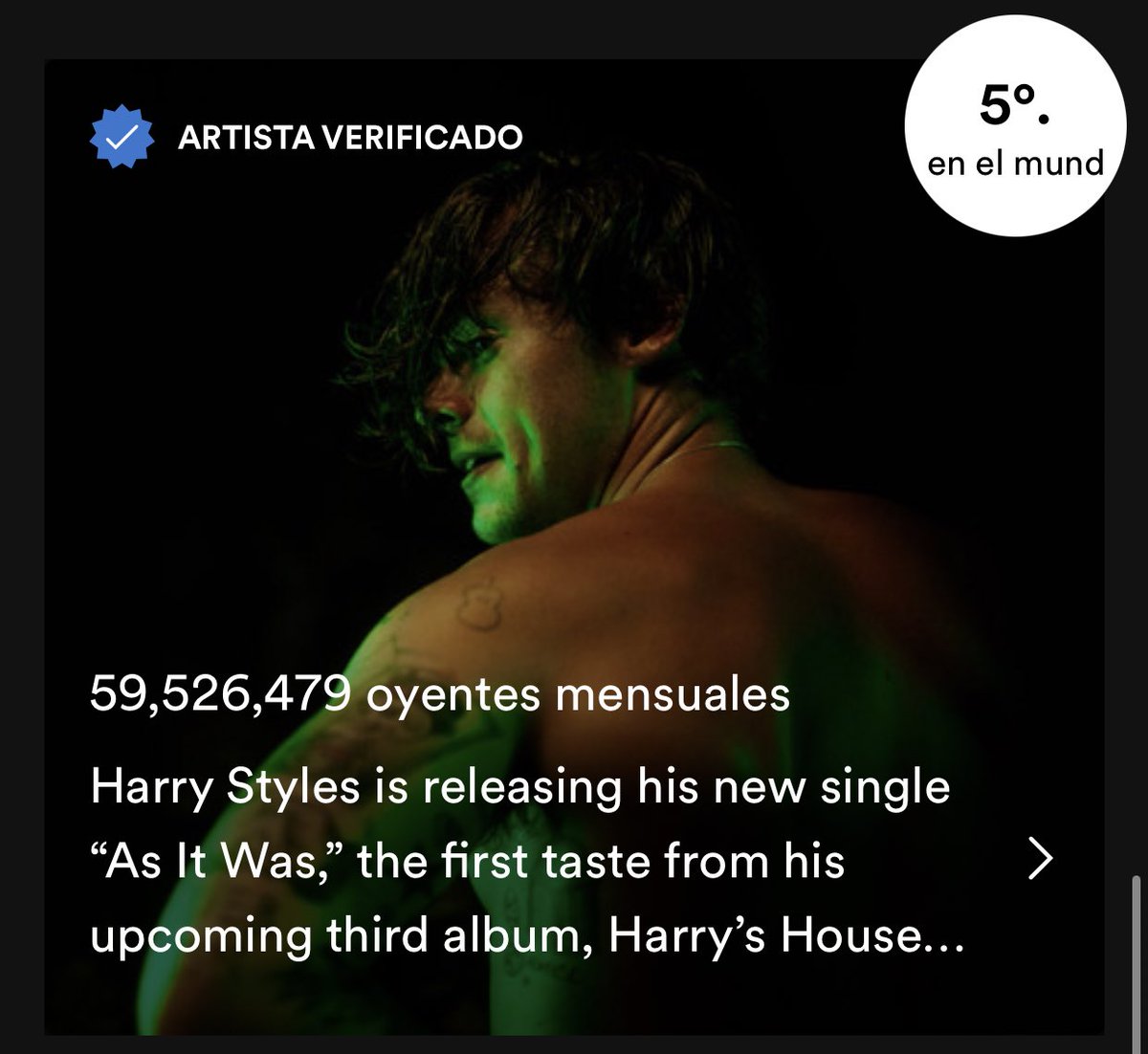 LTomlinsonnn28's tweet photo. No colaboraciones, no remix, solo Harry Styles y su talento. 🫀

#AsItWas #HarrysHouse #HarryStyles https://t.co/8W7BCp95OB