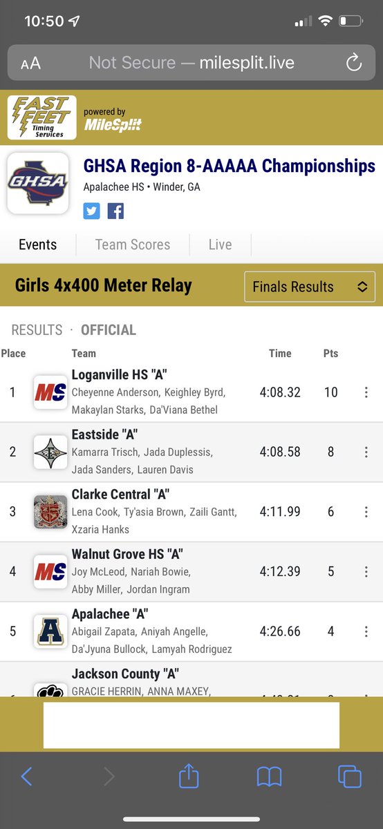 Happened to be at Apalachee HS for volleyball and was able to catch the end of <a href="/EHS_Eagles/">Eastside High School</a> region track meet. Impressive 4x400 finish for Eastside Boys and Girls!