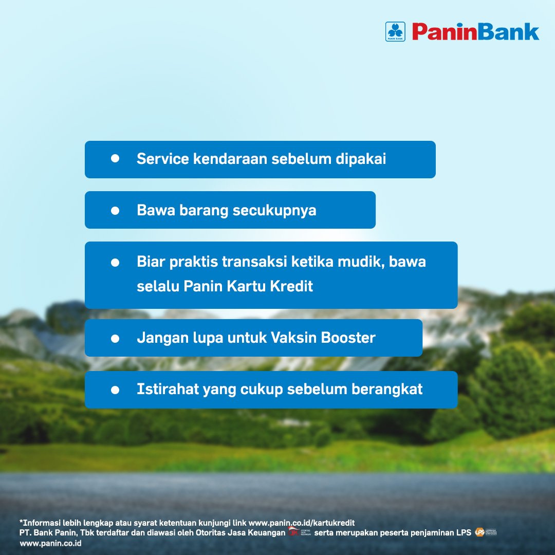 PaninBank's tweet photo. Teman Panin, apa kamu pergi mudik di tahun ini? Eits sebelum mudik, baca #TipsPanin kali ini yuk! Jangan lupa untuk membawa Panin Kartu Kredit agar transaksi kamu ketika diperjalanan jadi praktis dan mudah! https://t.co/szu6SPU64l