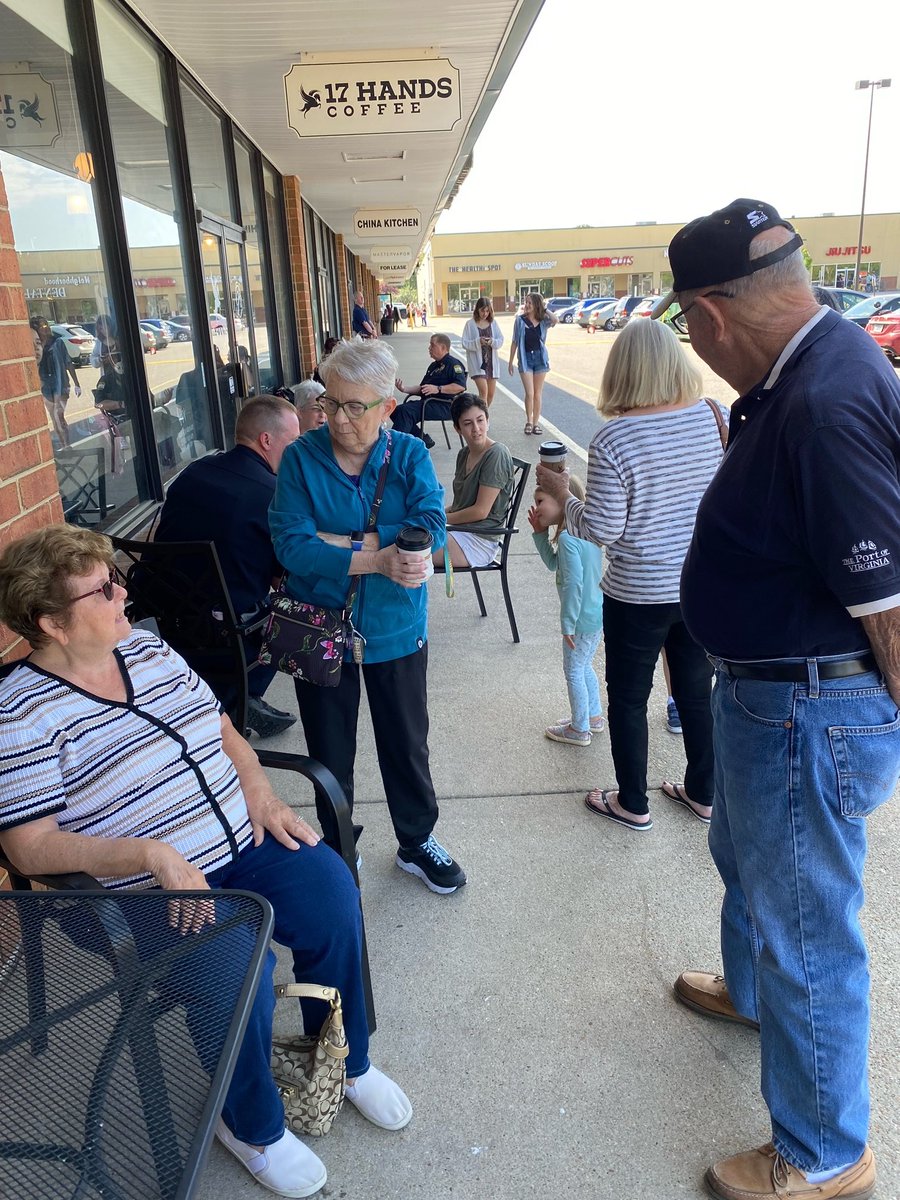 Enjoyed many discussions yesterday at our Coffee with a Cop with several residents, property managers and a prospective applicant for the <a href="/VBPD/">Virginia Beach Police Department</a>. #VBPDsFuture is bright.stay tuned for an unusual  opportunity coming soon for you to connect with your <a href="/VBPD/">Virginia Beach Police Department</a> #FourthPrecinct Officers