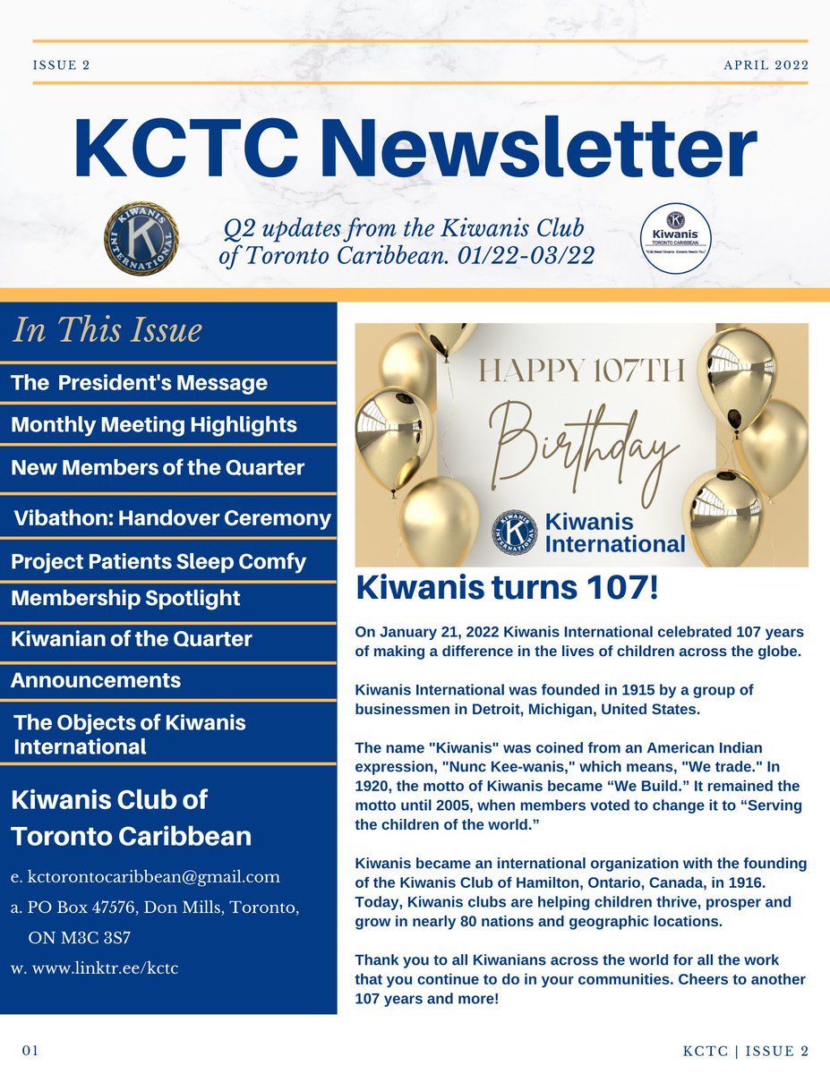 KCTOCaribbean's tweet photo. The Kiwanis Club of Toronto Caribbean has been working steadfastly to grow their membership and to engage in community service projects. Click the link below to learn more.

https://t.co/P8RqO167Tj

#kiwaniscluboftorontocaribbean
#quarterlynewsletter
#kiwanisinternational https://t.co/NStDYV9c6j