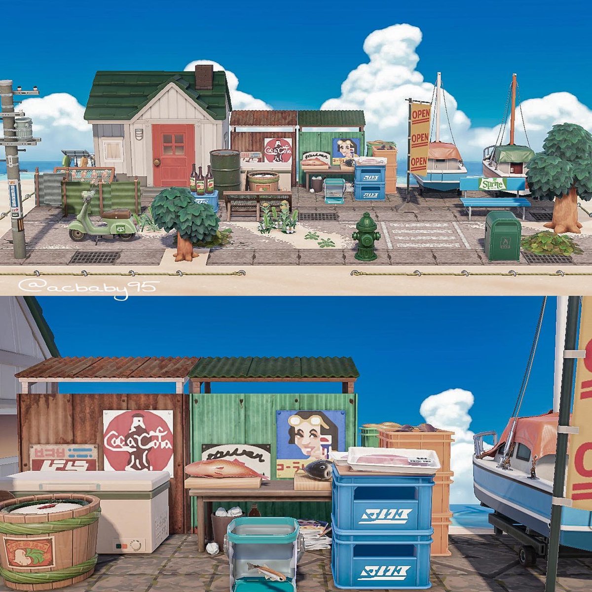 Baby95Ac's tweet photo. 🌱Island: HHP

70𝙨 𝘽𝙚𝙖𝙘𝙝𝙨𝙞𝙙𝙚 𝙁𝙞𝙨𝙝𝙢𝙤𝙣𝙜𝙚𝙧

The exterior of 70/ grocery store is a fishmonger for Boomer🧡 I guess it’s a tough mission for not eating them all🙈

#ACNH #AnimalCrossingNewHorizons #HappyHomeParadise #あつ森写真部 #どうぶつの森 https://t.co/Yc6UDQ2BQk