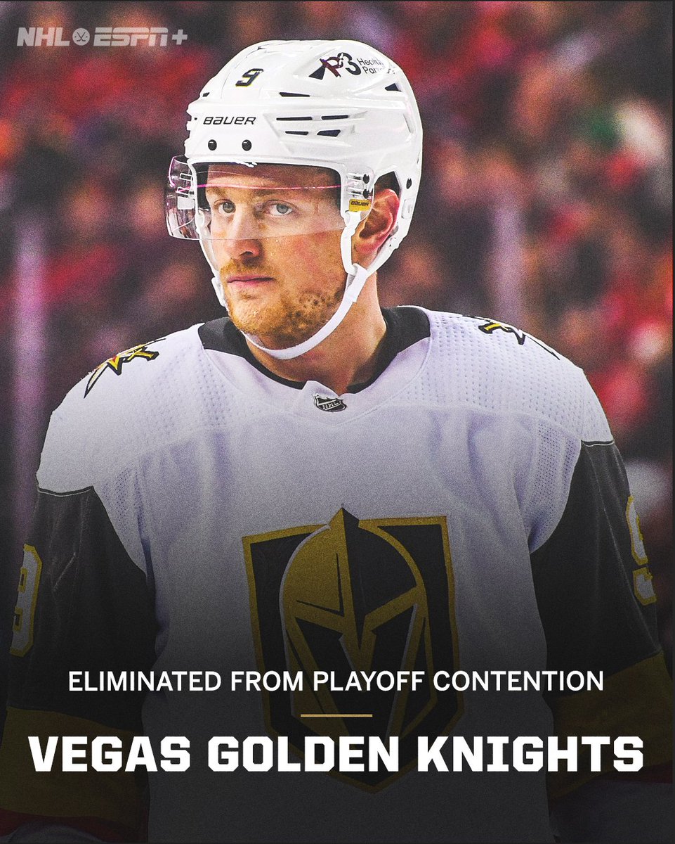 espn's tweet photo. The Golden Knights have been eliminated from playoff contention for the first time in franchise history. https://t.co/CJ8EW3mcDK