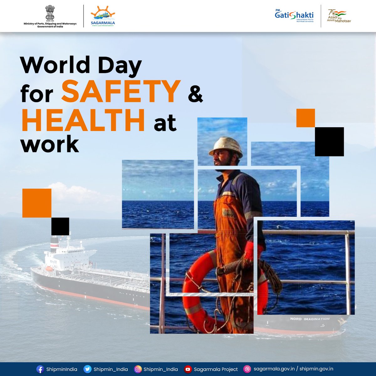 On the occasion of “World Day for Safety and Health at Work” #MoPSW wishes the workers of the #maritime community to make safety and health a priority in their respective work place.

#WorldDayForSafetyAndHealth