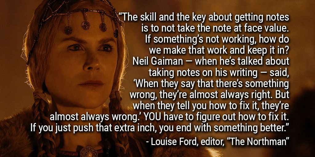 SteveHullfish's tweet photo. "The Northman" editor, Louise Ford, talks about the art of receiving with and dealing with notes, among other precious Art of the Cut gems.

READ: https://t.co/aRVSFcod3p
LISTEN: https://t.co/VxKBOMbq2K https://t.co/P5p6OUi2Ai