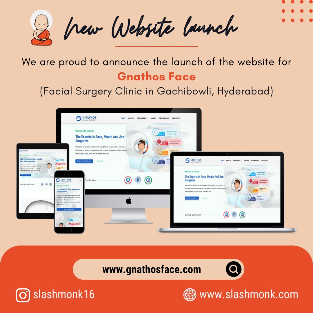 SlashMonk's tweet photo. Happy to announce Gnathosface (Facial Surgery Clinic in Gachibowli) has chosen SlashMonk to create a Professional WordPress Website.
Check out the website at https://t.co/Q6eXbhTMeP

Visit us: https://t.co/A72YZfCmTV
Email: info@slashmonk.com
Call Now: +91-8309702484 https://t.co/uepeknUWh4