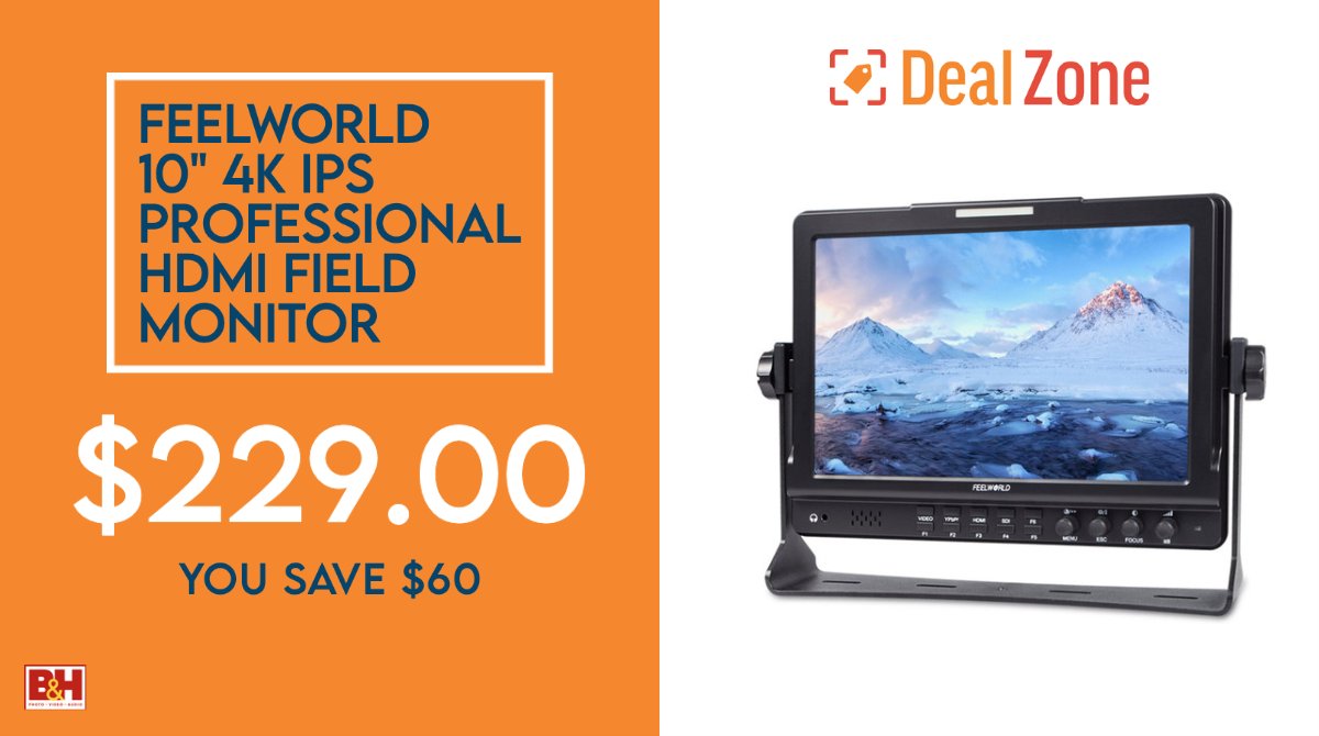 BHDealZone's tweet photo. Only $229.00 for the @feelworldhd 10" 4K IPS Professional HDMI Field Monitor https://t.co/sNucafTSHU You save $60! https://t.co/U20NvBdFrw