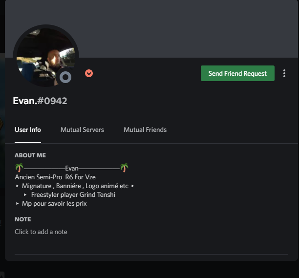 Hey everyone. If you see this guy in your server - ban him. He steals others designs and then attempts to apply to teams with it. I found out as he applied to my friends team with his behance where we can clearly see the stolen work (as we know who made them).