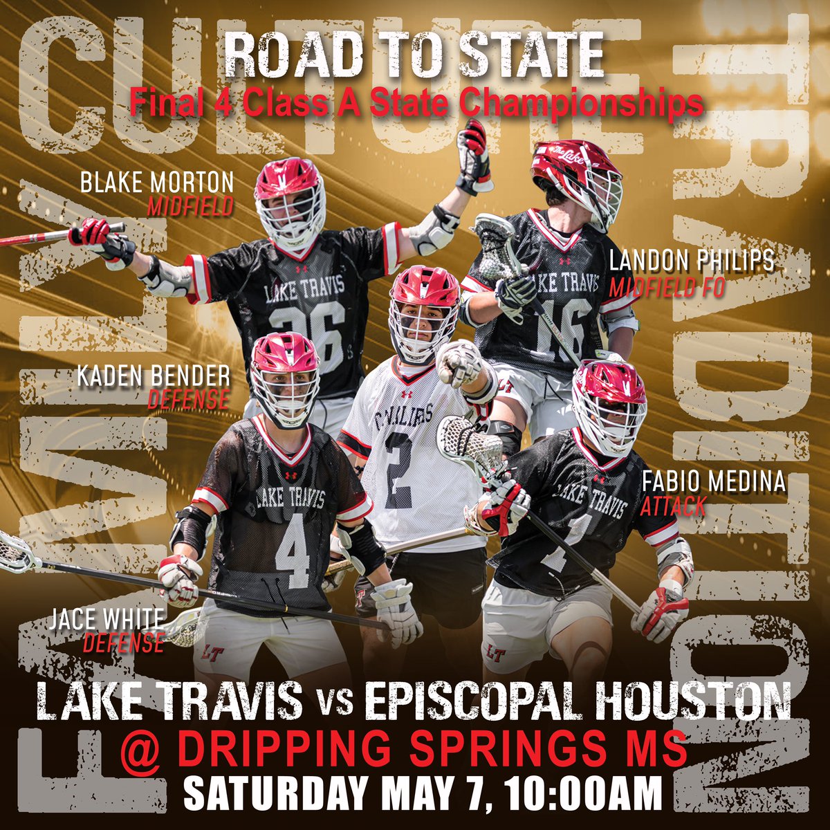 LTHSLacrosse's tweet image. CAV nation. LT lacrosse plays in final 4 state championship playoff game this Saturday at 10am at Dripping Springs Middle school.  Come out and support your Cavs on their way to a state championship.  BE LOUD- BE PROUD
Go CAVS!