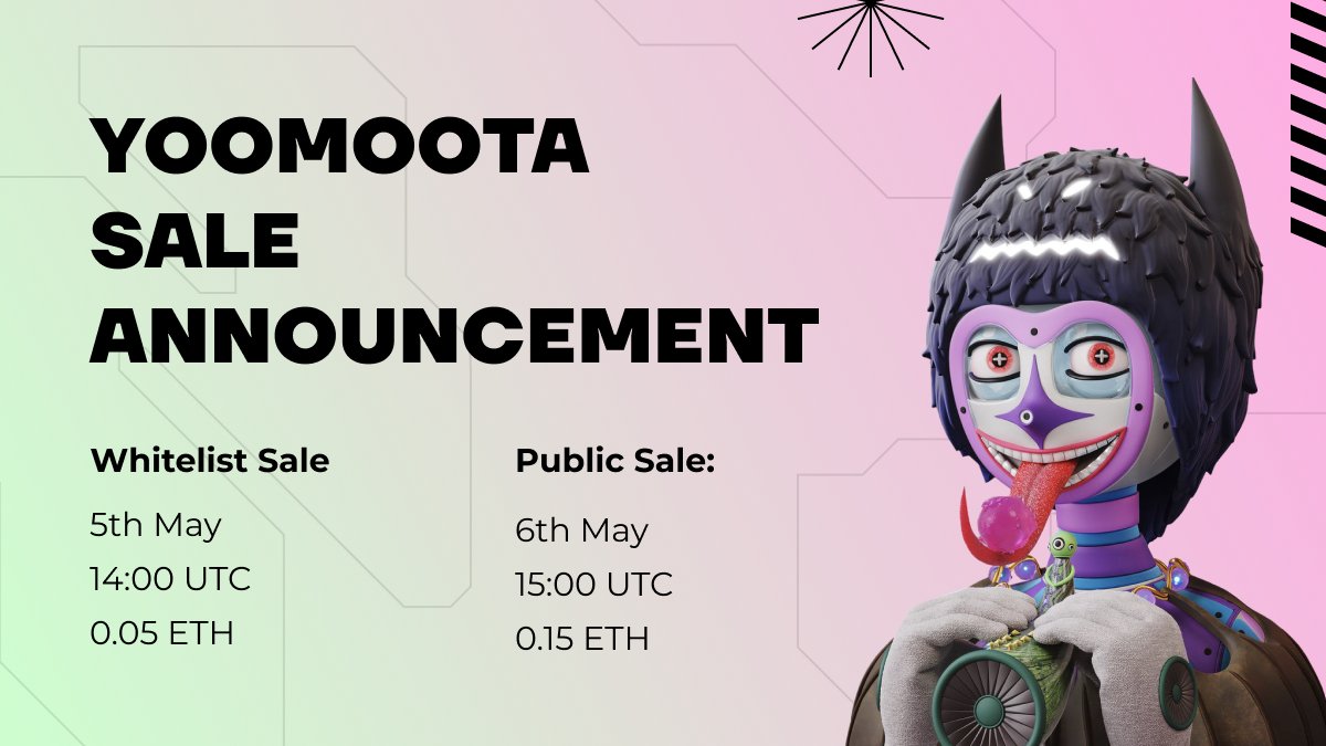 yoomoota's tweet photo. Buckle up everybody, we're all set for take-off 🚀

🚨 THE WL SALE WILL START IN AN HOUR 🚨

Contract: https://t.co/AvywscIpYa

OpenSea: https://t.co/RRCpdWjqSx

Mint: https://t.co/AG4vQVZYiN https://t.co/V2wHm9SG3s