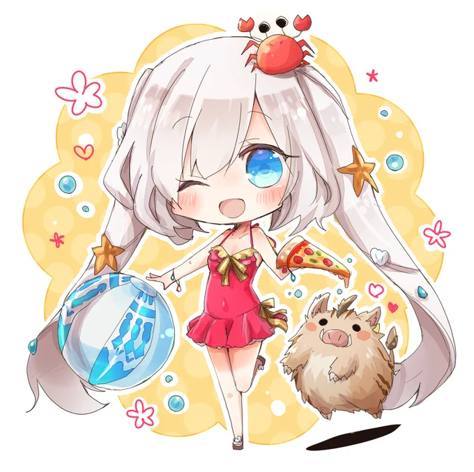 水着マリーちゃんはいいぞ!!!🦀 #FGO 
第2再臨の白ワンピが本当に大好きです 