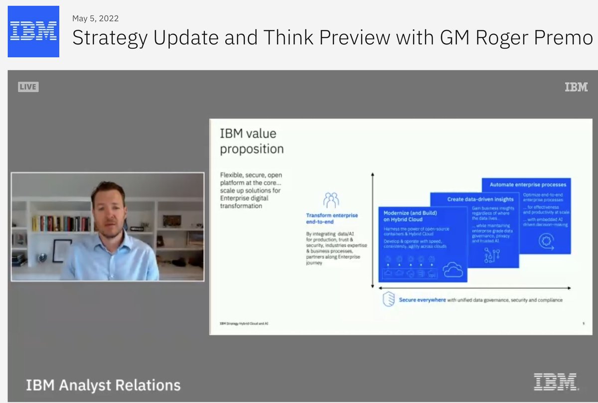 Vibha2009's tweet photo. Exciting start to #think2022 with an Analyst Only Strategy Update and Think Preview with Roger Premo, General Manager, Strategy and Corporate Development @hfryman @IBMAnalyst 

#IBM #IBMStrategy #hybridcloud #redhat #ecosystem #ibmconsulting #IBMAR https://t.co/oIeska6z7w