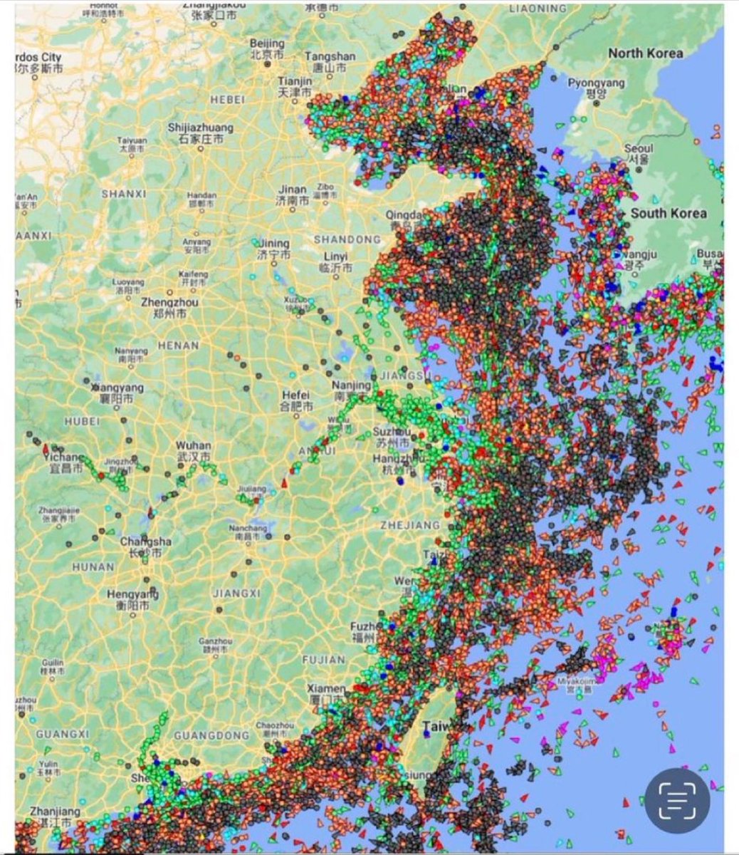 pdiez_a02's tweet photo. CHAOS: Graphic showing ships currently waiting off the shores of China.
City lockdowns (such as Shanghai) due to China's zero COVID policy will lead to global ramifications via higher prices.
Further supply chain stress->margin pressure-> pressure on earnings.
#staginflation https://t.co/zST5f0GGrh