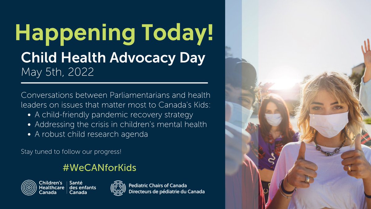 Today is a BIG day for Canada's kids! @ChildHealthCan @PedChairsCan and our Family Partners will be meeting with Members of Parliament to address some of the biggest challenges our kids face with respect to their health.