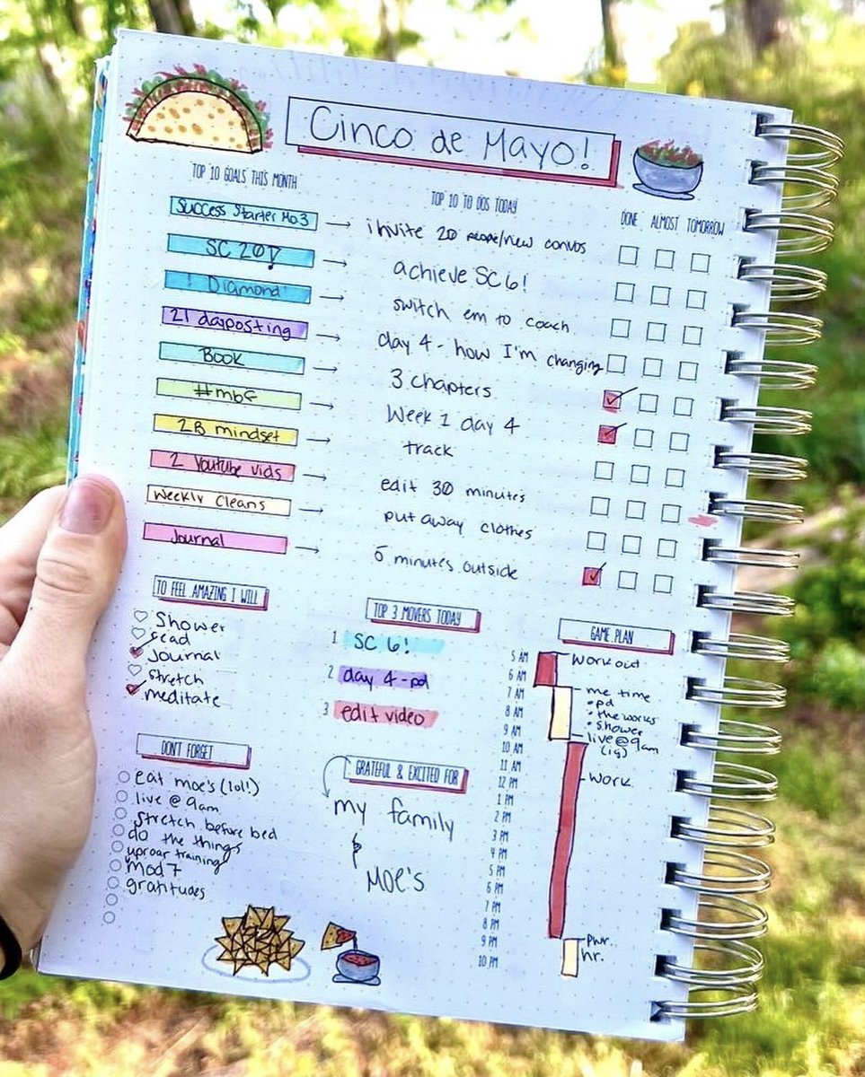 angiebellemare's tweet photo. Happy Cinco de Mayo! Hoping guac, tacos, or maybe a margarita makes it's way somewhere onto your Daily Grind Planner today 🌮

📸Melinda Price

#cincodemayo #cincodemayoweekend #bulletjournalcommunity #plannerlayout #planneraddict https://t.co/bOlABlnh4g