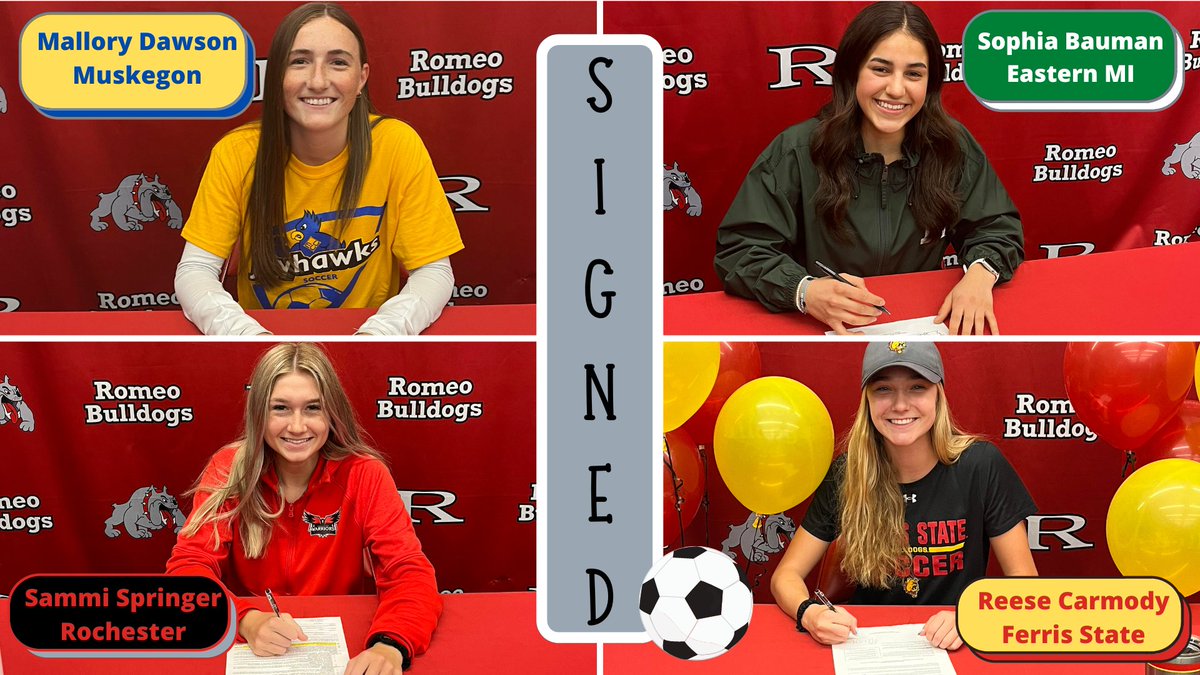 RomeoHighSchool's tweet photo. Congratulations to a few of our most recent Athletes signing to play at the next level! @RomeoHS_WSOC @RHSDEM @RHSBEI @RomeoHHP @RomeoAthletics @Romeo_ATC https://t.co/FvgbLu2i7O