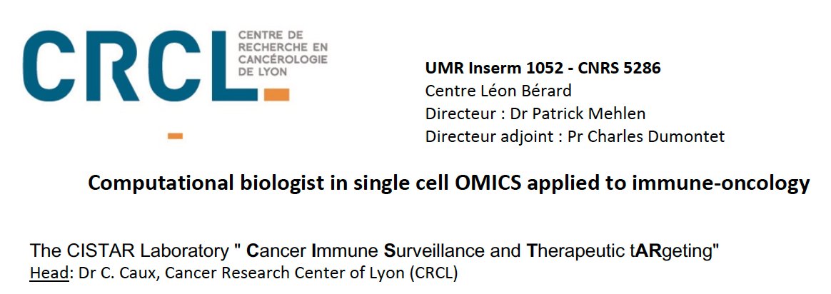 #jobadvert The CISTAR Laboratory " Cancer Immune Surveillance and Therapeutic tARgeting" is looking for a computational biologist in single cell OMICS applied to immune-oncology
more info: bit.ly/3PaYdGi